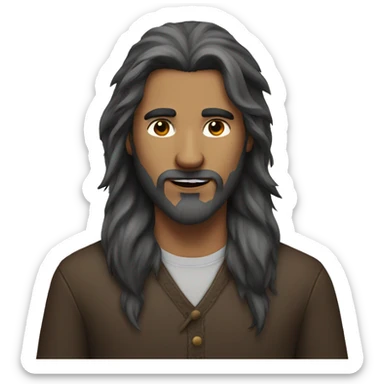 half man half wolf with a brown beard and long hair sticker