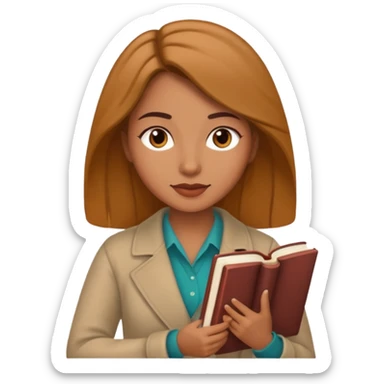 An emoji of a woman, a writer, aspiring novelist, with a book, a novel and storyteller sticker