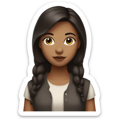 Dark brown haired girl with calico eyes sticker