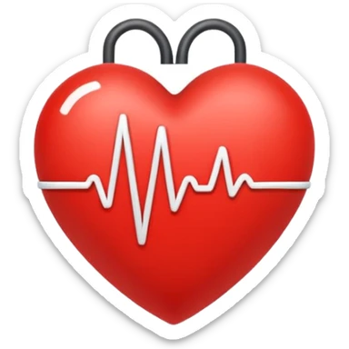 Minimal line-art icon of a heart with a pulse line inside, clean modern style, simple outlines, no background, transparent, represents “medical challenges / health difficulties sticker