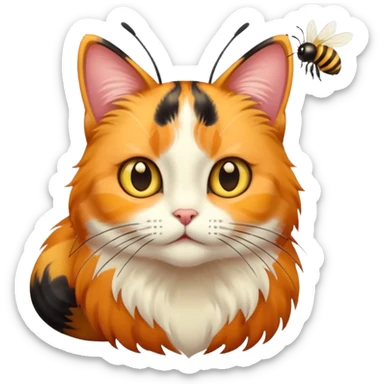 Cat with a bee sticker