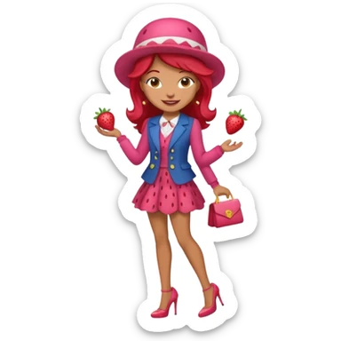 pretty and cute realistic modern day strawberry shortcake full body with high heels emoji sticker