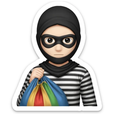 Thief in black mask holding sack sticker