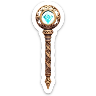 Clash of Clans aesthetic: Cinematic fireball Magic Staff Emoji, rendered in a 3D vector-style similar to standard emojis with minimal shading and bold, simplified shapes. A compact, isometric enchanted staff with intricate runic carvings and a glowing orb at its tip, softly glowing with a mystical arcane charm. Simplified yet unmistakably iconic, highly detailed and consistent, glowing with a soft radiant glow and high shine. Stylized with a touch of legendary sorcery and a soft glowing outline, capturing the essence of a powerful magic staff with a friendly, playful vibe! sticker