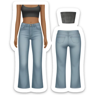 Wide leg high waisted light jeans sticker
