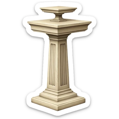 Greek whiteish yellow old ish pedestal that’s not too long a bit short. Only 1 pedestal. The top shoouldnt be that big. Make it forward view not birds view sticker