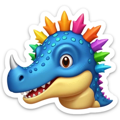 cartoon stegosaurus face with music notes sticker
