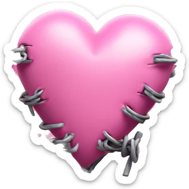 pink heart with barbed wire sticker