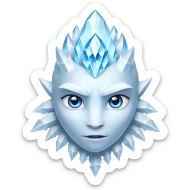 ice creature portrait, head and shoulders only, frozen crystal skin, glowing blue eyes, frost aura, sharp icy textures, fantasy winter vibe, 3D cartoon, mobile game icon style, clean background, no text, no watermark
 sticker