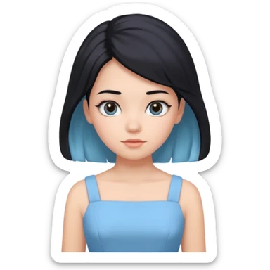 black beehive hair girl and pastel blue dress sticker