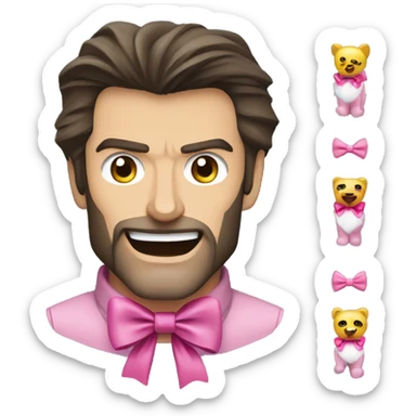 hugh jackman wolverine with pink bow sticker