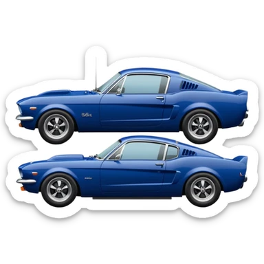 High view of dark blue 2025 Toyota 86 styled like 65 mustang sticker