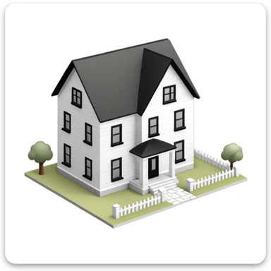 white with black trim modern farmhouse 3d isometric dollhouse sticker