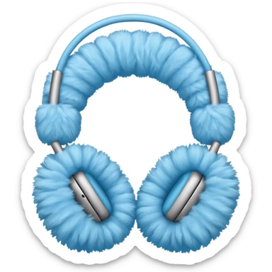 baby blue fluffy winter earphone sticker