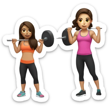 3 brunette girls doing CrossFit with a barbell sticker