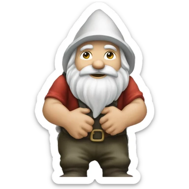 a gnome building a stone wall sticker