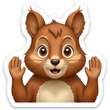 Squirrel that’s shocked with hands on the face  sticker