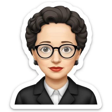 a hand drawn black outline portrait of Hannah Arendt sticker