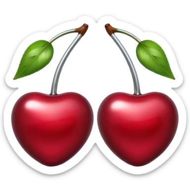 A pair of cherries emoji made of liquid silver chrome, smooth rounded shapes, glossy metallic surface, subtle sensual vibe, luxury sexy aesthetic, iOS emoji style, centered, clean white background sticker