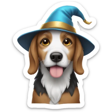 dog with wizard hat sticker