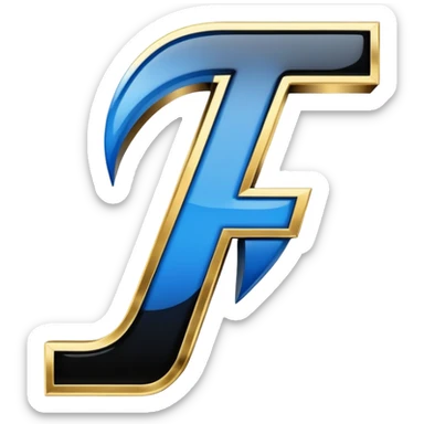 Bold Black-Blue-White-Gold Font Letter “F” sticker