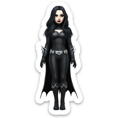 Gothic Batwoman white skin dark long hair full body sticker