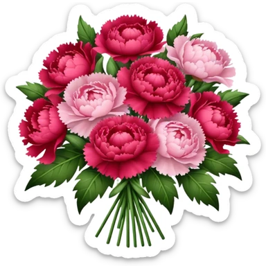 red Pink carnations and peonies bouquet sticker