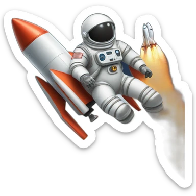 A rocket ship blasting off with a Loon in a spacesuit riding it sticker