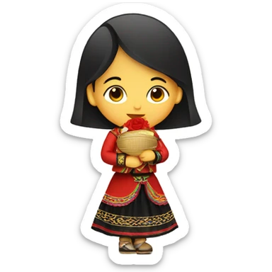 Mariachi kissing traditional Vietnamese girl sticker