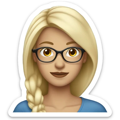 Beautiful blonde woman, blue eyes, side profile wearing glasses  sticker
