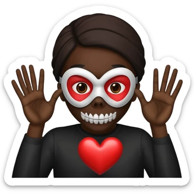 Emoji combination 💀 and 🫶🏿 sticker