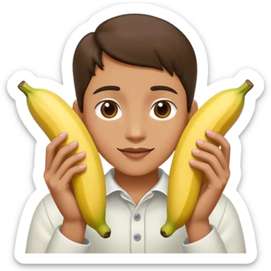 peeled banana with two hands forming a heart shape around it sticker