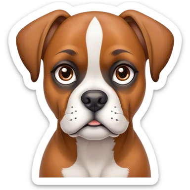 Cinematic Noble Fawn Boxer dog Portrait Emoji, Poised and regal, with a strong, muscular build and a sleek, well-groomed fawn Fur accented by a white muzzle and chest, deep-set soulful brown eyes, Simplified yet sharp and sophisticated features, highly detailed, glowing with a soft, dignified glow, high shine, intelligent and loyal, stylized with an air of strength, focused and attentive, soft glowing outline, capturing the essence of a watchful and confident guardian, so majestic it feels as though it could step out of the screen with effortless authority! sticker