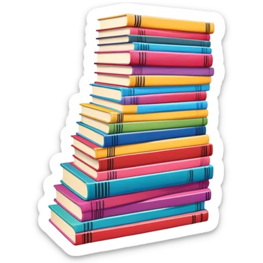 tall stack of colorful manga books sticker