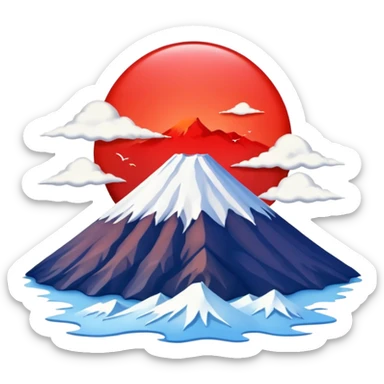 Mount Fuji with red color sticker