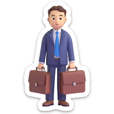 a person with a briefcase sticker