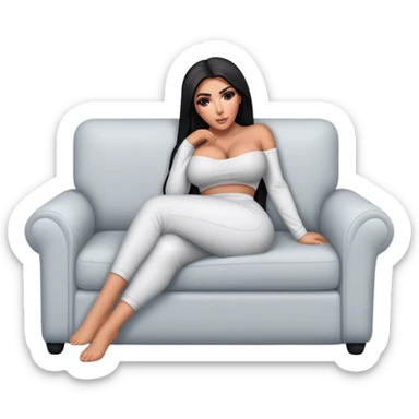 hyper-realistic kim kardashian lie on couch comfy sticker
