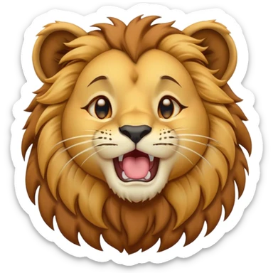 Cinematic Cute Yawning Lion Cub Portrait Emoji, Head tilted slightly with a dramatic, wide-open yawn, showcasing a soft, downy tawny Fur with a majestic mane, floppy ears slightly drooping, round amber eyes barely open in drowsy contentment, Simplified yet irresistibly adorable features, highly detailed, glowing with a soft, cozy glow, high shine, relaxed yet expressive, stylized with a touch of savannah whimsy, bright and endearing, soft glowing outline, capturing the essence of a sleepy yet affectionate Lion Cub, so drowsy it feels like it could stretch out of the screen and curl up for a nap! sticker