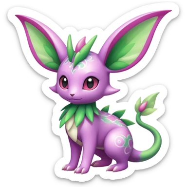 Shiny Exotic Cute Adorable Majestic Ethereal Sparkly Flygon-Espeon-Meganium-Shaymin-Hybrid-Creature with pattern-markings sticker