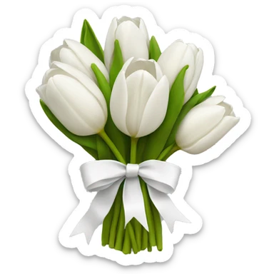 white tulip bouquet  with a white bow sticker
