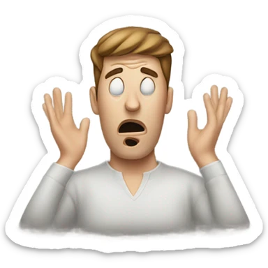 person with hands around their neck looking exasperated  sticker