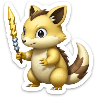 Sandshrew-Emolga-Pachirisu-Cacomistl-Fakemon-hybrid-creature (full body) sticker