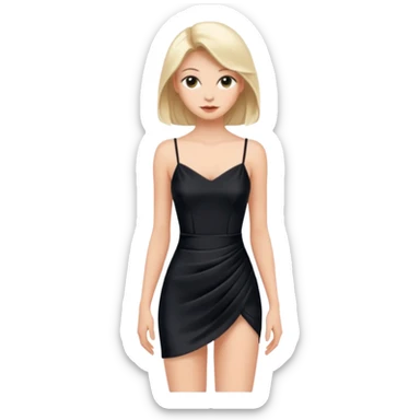 Strappy short black dress made of silk sticker