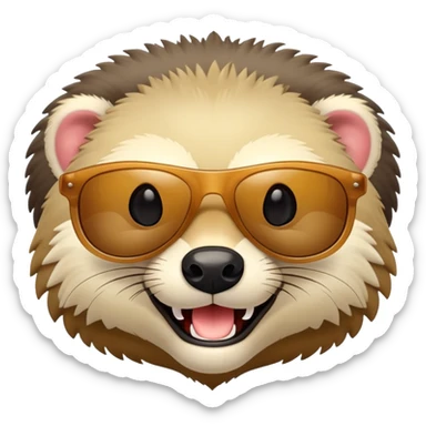 friendly anthropomorphised honey badger head wearing sunglasses sticker