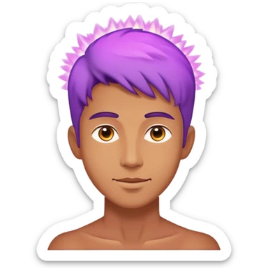 A charismatic person glowing in center of a room, radiating a violet warm bright aura glow, he is attracted with a lot of people around sticker