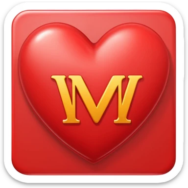 the letters M + V, in a heart  sticker