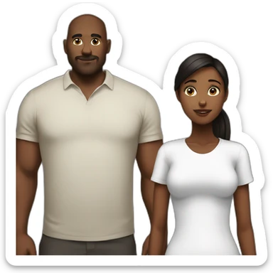 Big man with blackhear skinny girl with brownhear sticker