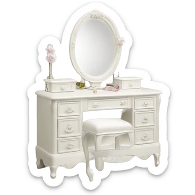Coquette shabby chic white vanity  sticker