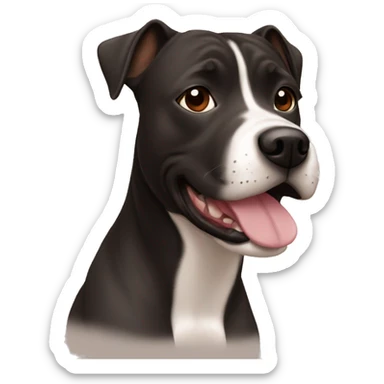 black staffie with brown hair girl sticker