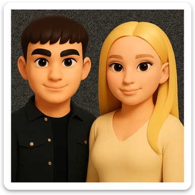 Keep the image unchanged except slightly spread the people apart from each other. Preserve the original style and background as is. sticker